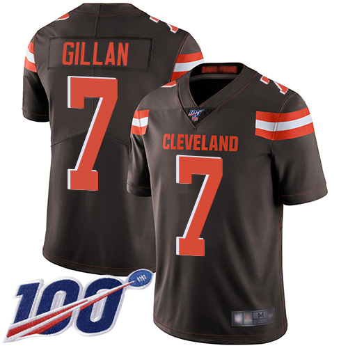 Cleveland Browns Jamie Gillan Men Brown Limited Jersey #7 NFL Football Home 100th Season Vapor Untouchable->youth nfl jersey->Youth Jersey